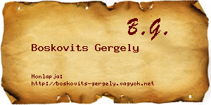 Boskovits Gergely névjegykártya